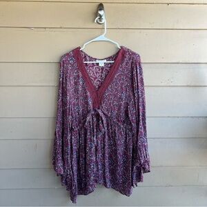Romantic Gypsy Bohemian Tunic Top 1X Hippie Peasant Modest